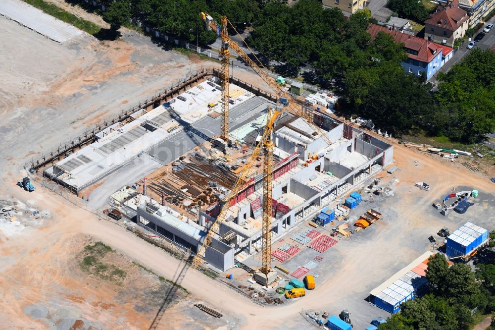 Schweinfurt von oben - Baustelle zum Neubau eines Gebäudekomplexes der Hochschule Fachhochschule Würzburg-Schweinfurt in Schweinfurt im Bundesland Bayern, Deutschland