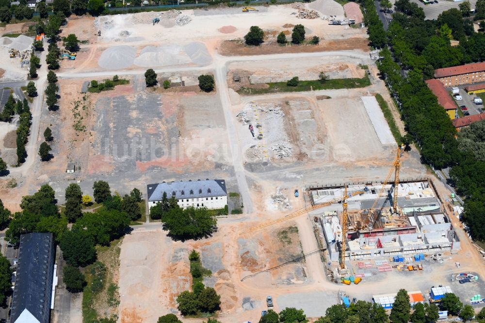 Schweinfurt aus der Vogelperspektive: Baustelle zum Neubau eines Gebäudekomplexes der Hochschule Fachhochschule Würzburg-Schweinfurt in Schweinfurt im Bundesland Bayern, Deutschland