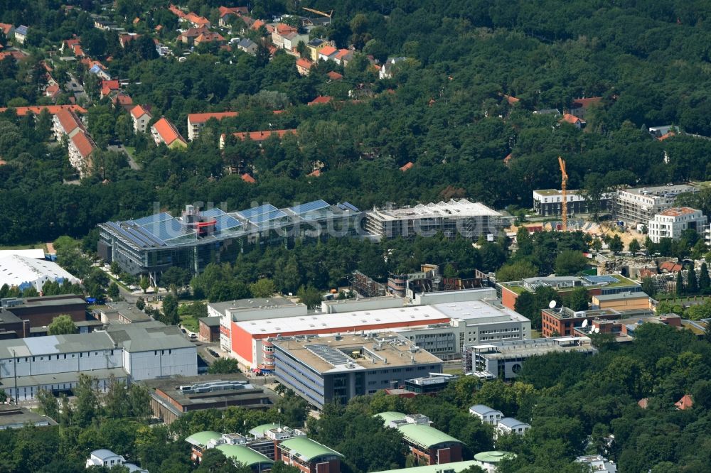 Luftbild Potsdam - Baustelle zum Neubau eines Gebäudekomplexes der Hochschule Filmuniversität Babelsberg KONRAD WOLF an der Marlene-Dietrich-Allee im Ortsteil Babelsberg in Potsdam im Bundesland Brandenburg, Deutschland