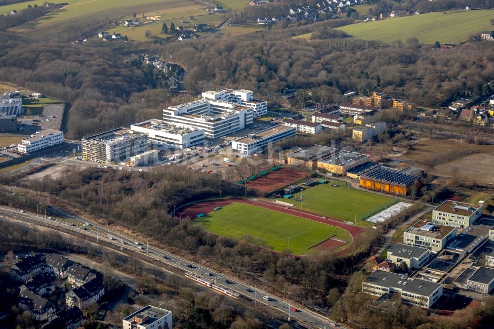 Bochum von oben - Baustelle zum Neubau eines Gebäudekomplexes der Hochschule Hochschule für Gesundheit am Gesundheitscampus in Bochum im Bundesland Nordrhein-Westfalen, Deutschland