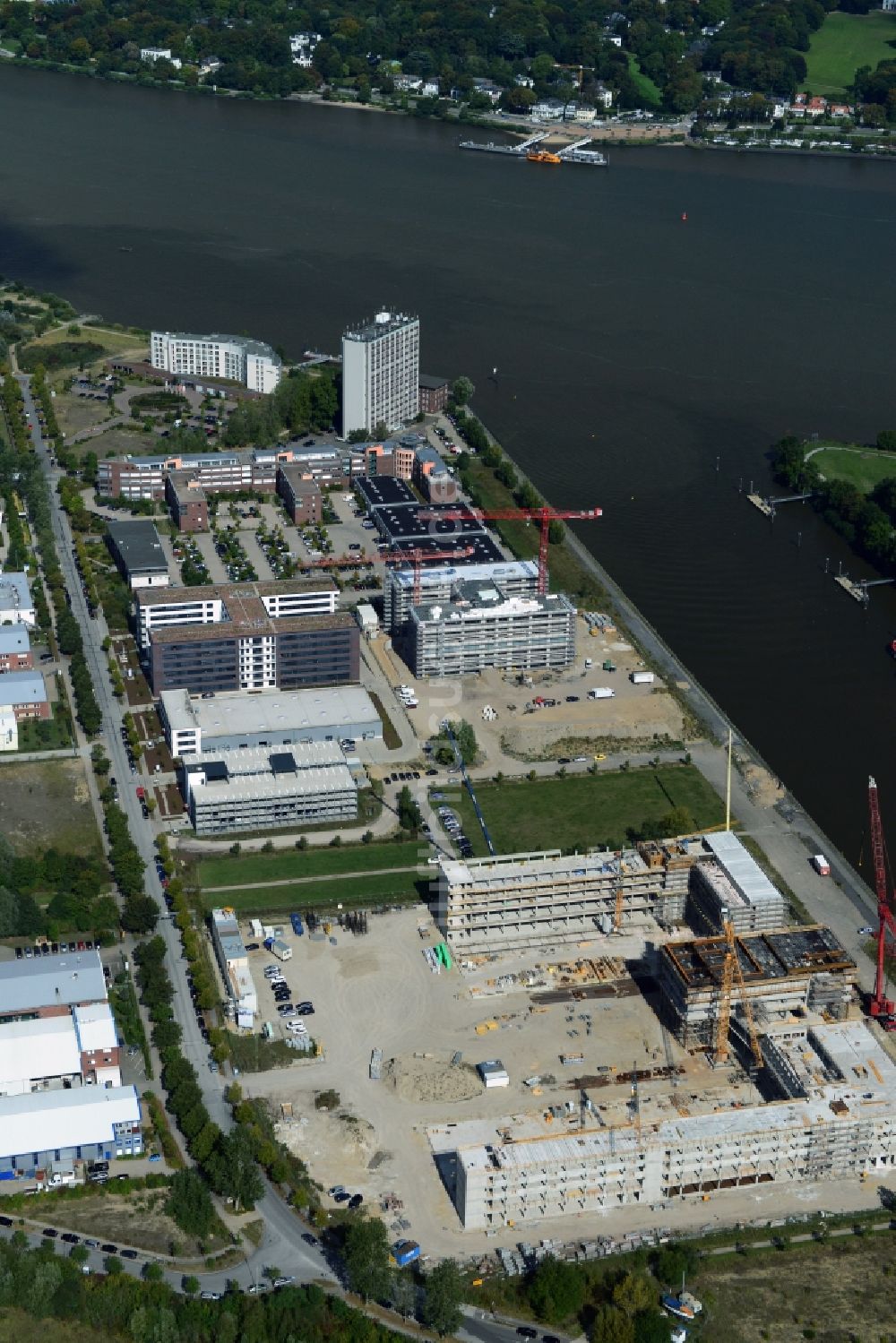 Luftbild Hamburg - Baustelle zum Neubau des Gebäudekomplexes ZAL TechCenter in Hamburg Finkenwerder