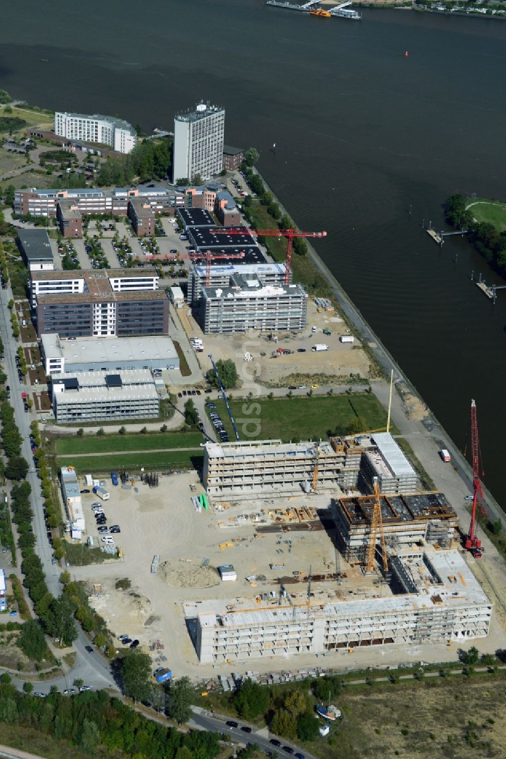 Luftaufnahme Hamburg - Baustelle zum Neubau des Gebäudekomplexes ZAL TechCenter in Hamburg Finkenwerder