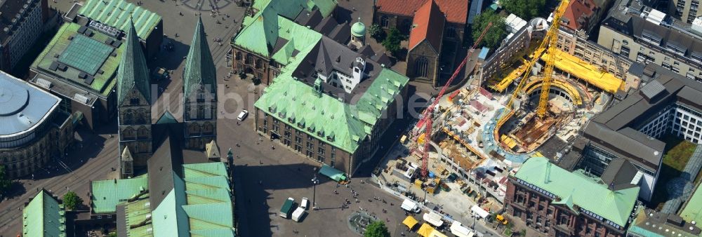 Luftbild Bremen - Baustelle zum Neubau des Gebäudes der Bremer Landesbank am Rathaus und Dom zu Bremen