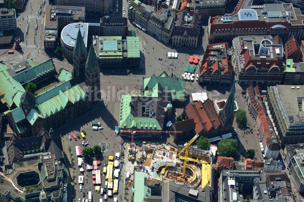 Luftbild Bremen - Baustelle zum Neubau des Gebäudes der Bremer Landesbank am Rathaus und Dom zu Bremen