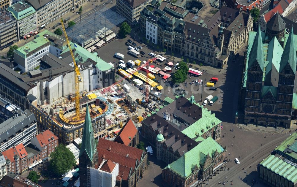 Luftbild Bremen - Baustelle zum Neubau des Gebäudes der Bremer Landesbank am Rathaus und Dom zu Bremen