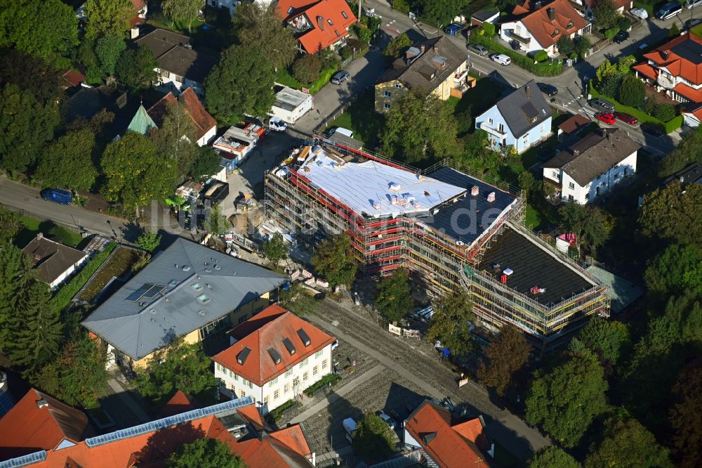 Luftbild Gröbenzell - Baustelle zum Neubau eines Gebäudes der Stadtverwaltung - Rathaus in Gröbenzell im Bundesland Bayern, Deutschland