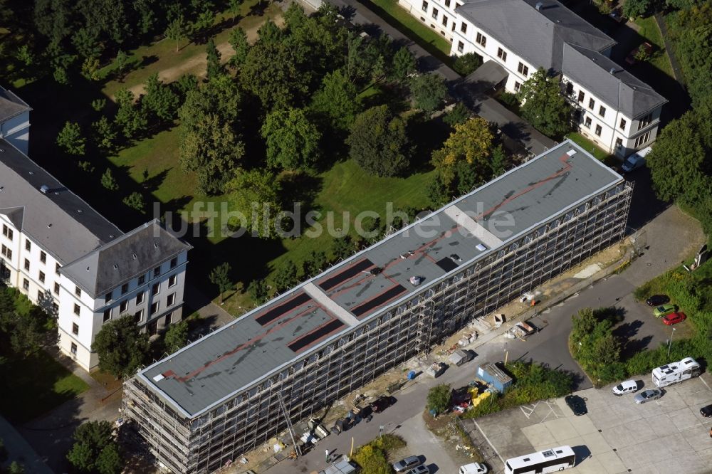 Luftbild Dresden - Baustelle zum Neubau auf dem Gelände der Graf-Stauffenberg-Kaserne - Offizierschule in Dresden im Bundesland Sachsen