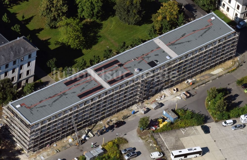 Luftaufnahme Dresden - Baustelle zum Neubau auf dem Gelände der Graf-Stauffenberg-Kaserne - Offizierschule in Dresden im Bundesland Sachsen