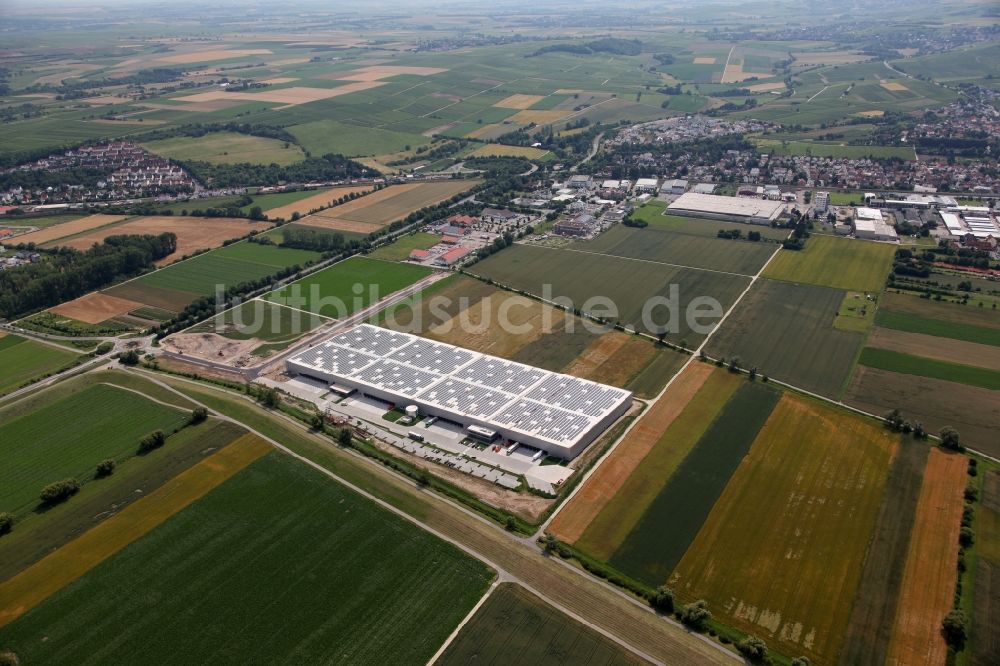 Luftaufnahme Bodenheim - Baustelle zum Neubau des GEODIS- Logistikzentrums durch die Panattoni Europe in Bodenheim Rheinland-Pfalz