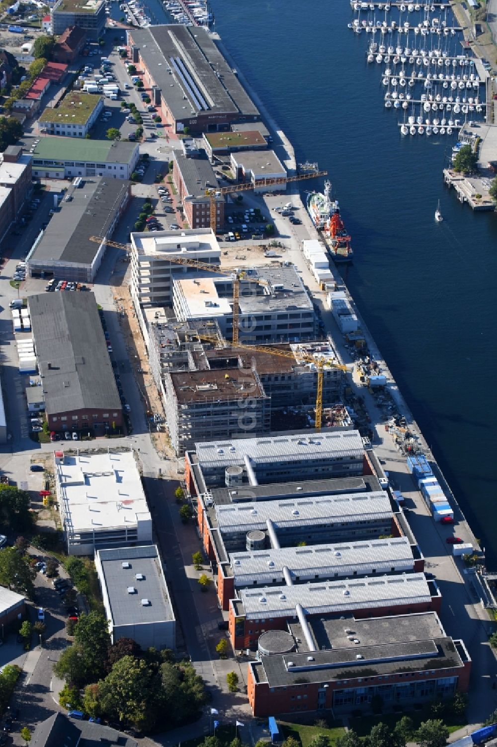 Kiel aus der Vogelperspektive: Baustelle zum Neubau des GEOMAR Helmholtz-Zentrum für Ozeanforschung Kiel in Kiel im Bundesland Schleswig-Holstein, Deutschland