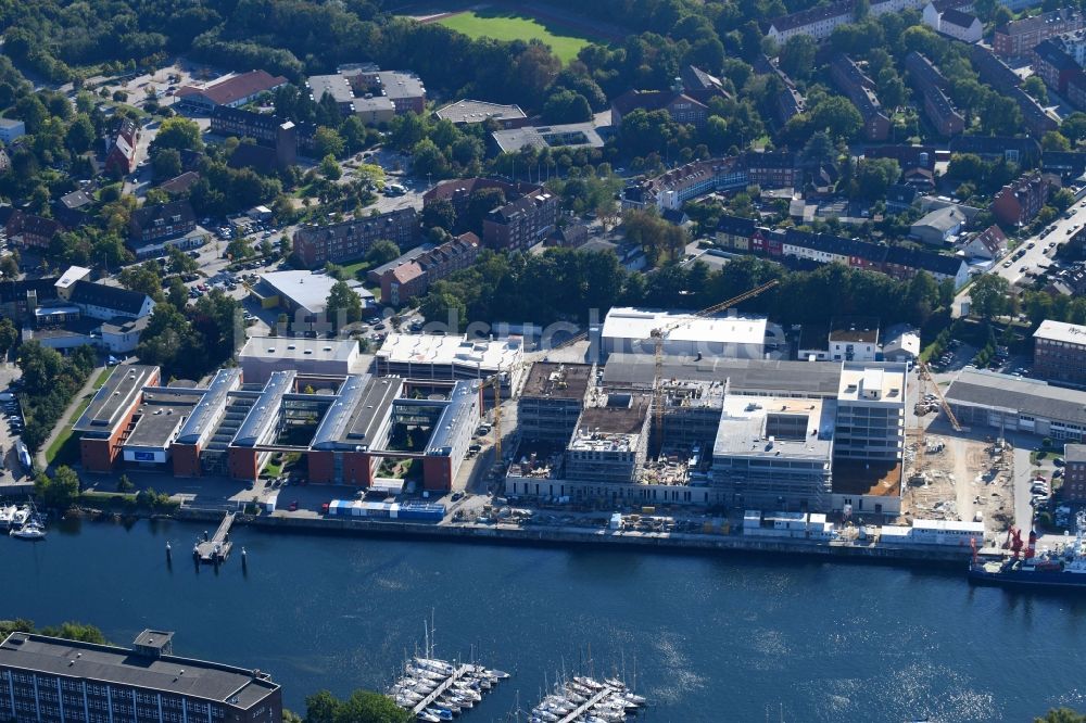 Luftaufnahme Kiel - Baustelle zum Neubau des GEOMAR Helmholtz-Zentrum für Ozeanforschung Kiel in Kiel im Bundesland Schleswig-Holstein, Deutschland