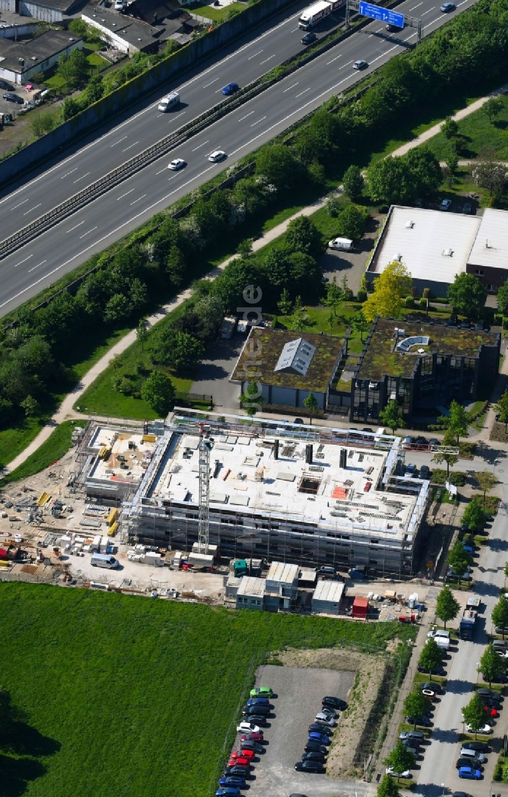 Luftaufnahme Gelsenkirchen - Baustelle zum Neubau eines Gesundheitszentrum und Ärztehauses in Gelsenkirchen im Bundesland Nordrhein-Westfalen, Deutschland