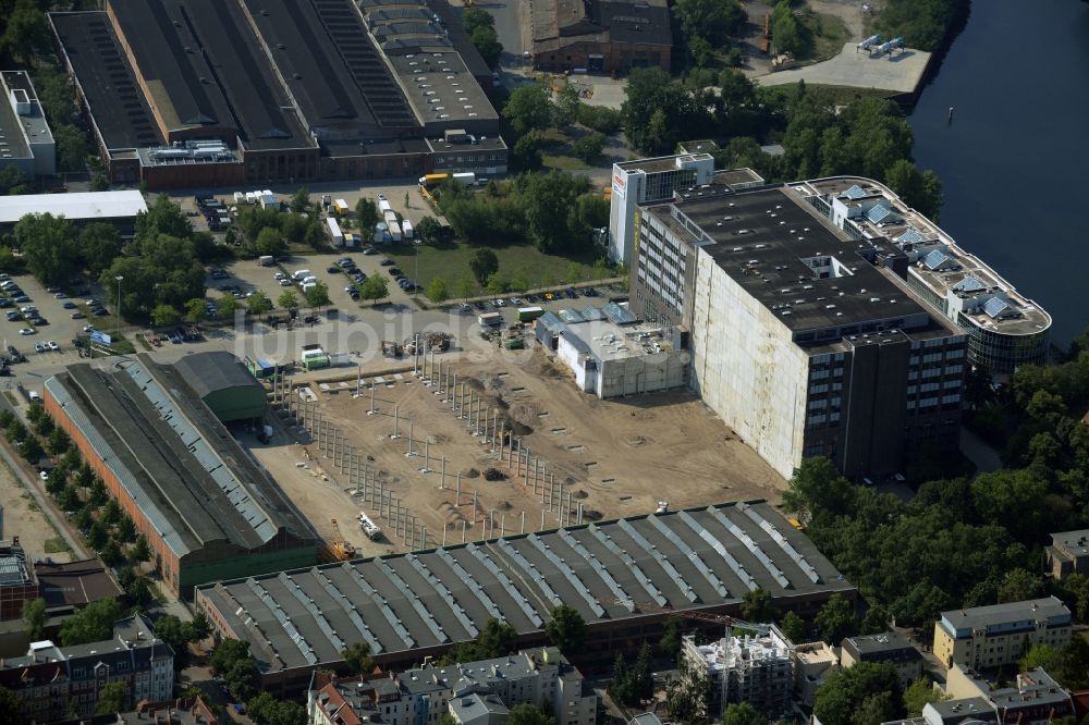 Luftbild Berlin - Baustelle zum Neubau Gewerbe- und Logstikpark Dock 100 der BEOS AG in Berlin