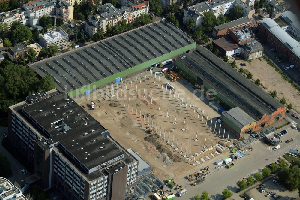 Luftaufnahme Berlin - Baustelle zum Neubau Gewerbe- und Logstikpark Dock 100 der BEOS AG in Berlin