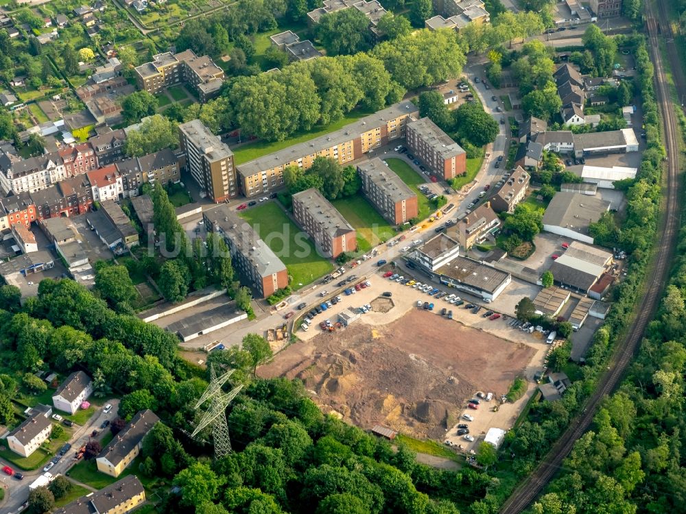 Luftbild Gelsenkirchen - Baustelle zum Neubau von Gewerbeimmobilien und -flächen in Gelsenkirchen im Bundesland Nordrhein-Westfalen