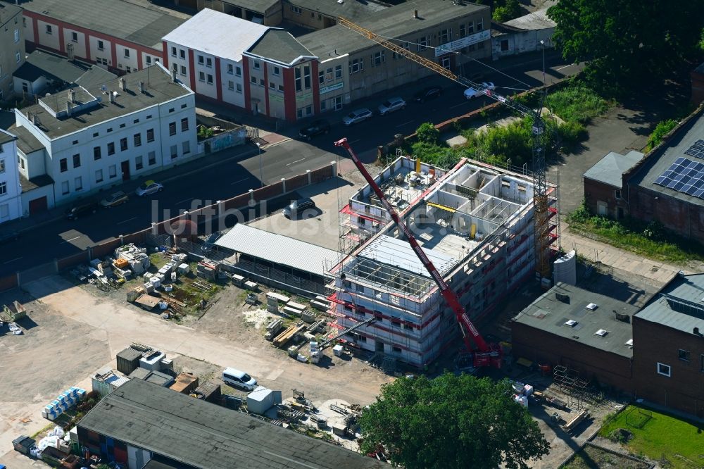 Luftaufnahme Magdeburg - Baustelle zum Neubau an der Gröperstraße in Magdeburg im Bundesland Sachsen-Anhalt, Deutschland