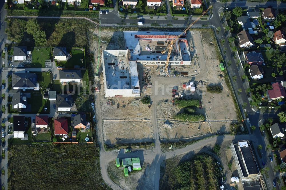 Berlin von oben - Baustelle zum Neubau einer Grundschule am Habichtshorst im Stadtteil Biesdorf im Bezirk Marzahn-Hellersdorf in Berlin