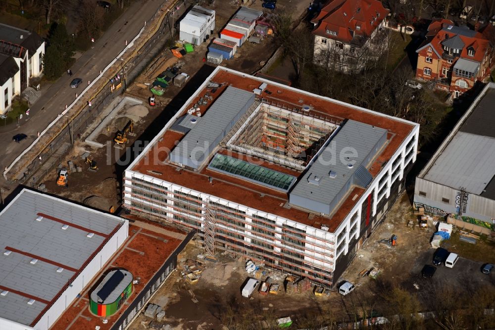 Luftbild Leipzig - Baustelle zum Neubau Gymnasium Telemannstraße in Leipzig im Bundesland Sachsen