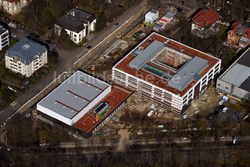 Luftaufnahme Leipzig - Baustelle zum Neubau Gymnasium Telemannstraße in Leipzig im Bundesland Sachsen