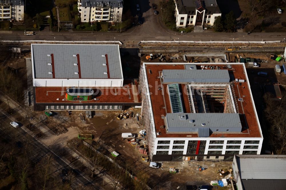 Leipzig aus der Vogelperspektive: Baustelle zum Neubau Gymnasium Telemannstraße in Leipzig im Bundesland Sachsen