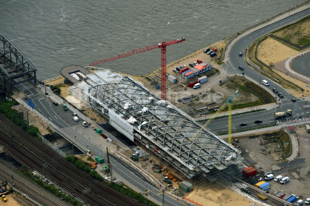 Luftaufnahme Hamburg - Baustelle zum Neubau der Haltestelle Elbbrücken der U-Bahnlinie 4 in Hamburg, Deutschland