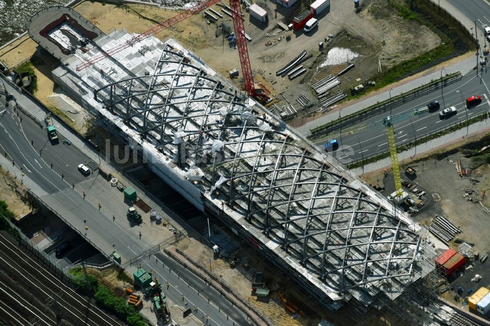 Luftaufnahme Hamburg - Baustelle zum Neubau der Haltestelle Elbbrücken der U-Bahnlinie 4 in Hamburg, Deutschland