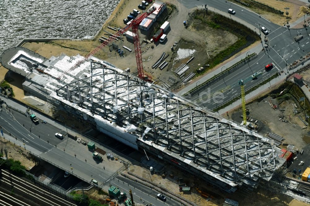 Hamburg von oben - Baustelle zum Neubau der Haltestelle Elbbrücken der U-Bahnlinie 4 in Hamburg, Deutschland