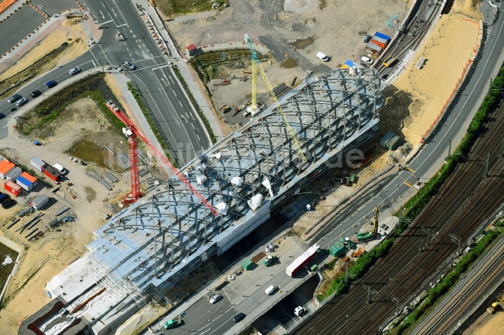 Luftaufnahme Hamburg - Baustelle zum Neubau der Haltestelle Elbbrücken der U-Bahnlinie 4 in Hamburg, Deutschland