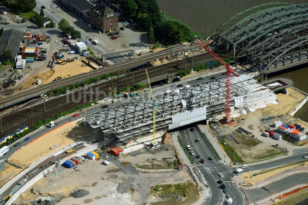 Luftaufnahme Hamburg - Baustelle zum Neubau der Haltestelle Elbbrücken der U-Bahnlinie 4 in Hamburg, Deutschland