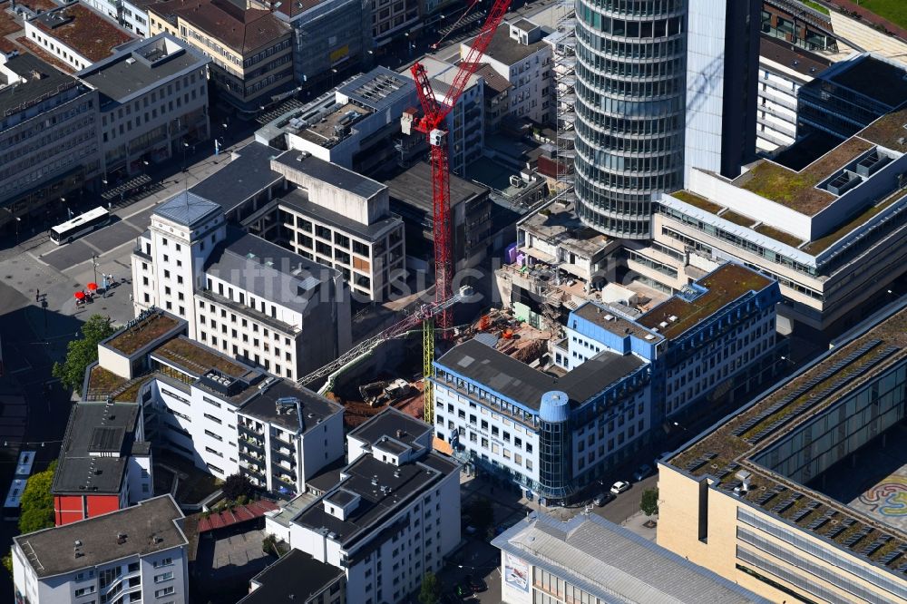 Luftaufnahme Pforzheim - Baustelle zum Neubau der Hauptstelle der Sparkasse Pforzheim Calw in Pforzheim im Bundesland Baden-Württemberg, Deutschland