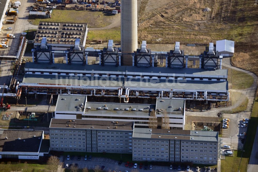 Berlin aus der Vogelperspektive: Baustelle zum Neubau des Heizkraftwerkes - Kraft-Wärme-Kopplungsanlage im Ortsteil Marzahn in Berlin, Deutschland