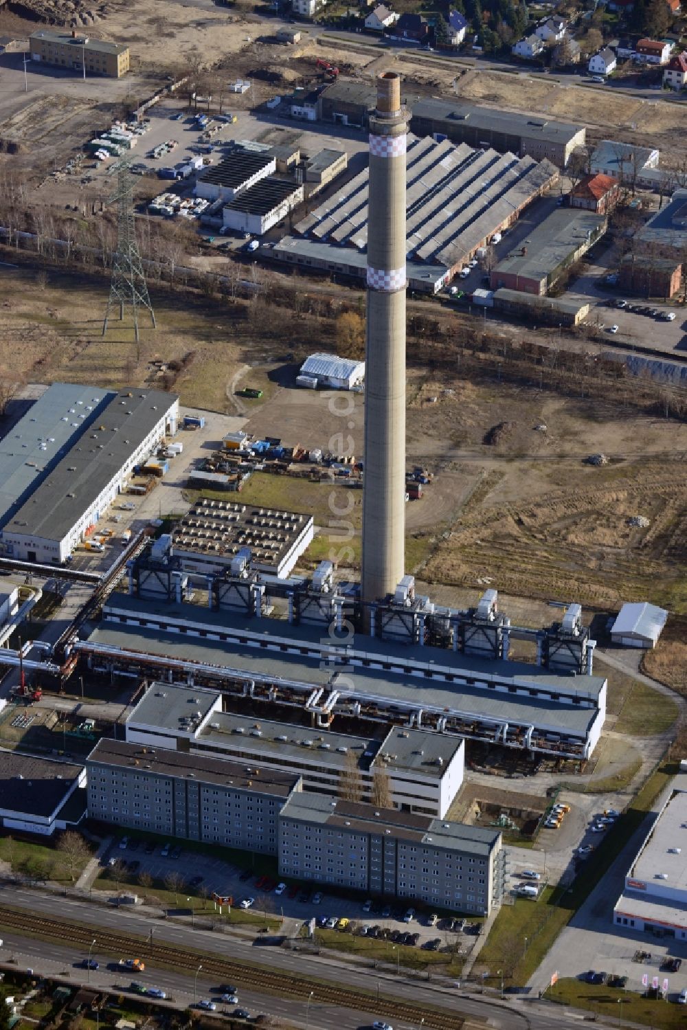 Luftbild Berlin - Baustelle zum Neubau des Heizkraftwerkes - Kraft-Wärme-Kopplungsanlage im Ortsteil Marzahn in Berlin, Deutschland