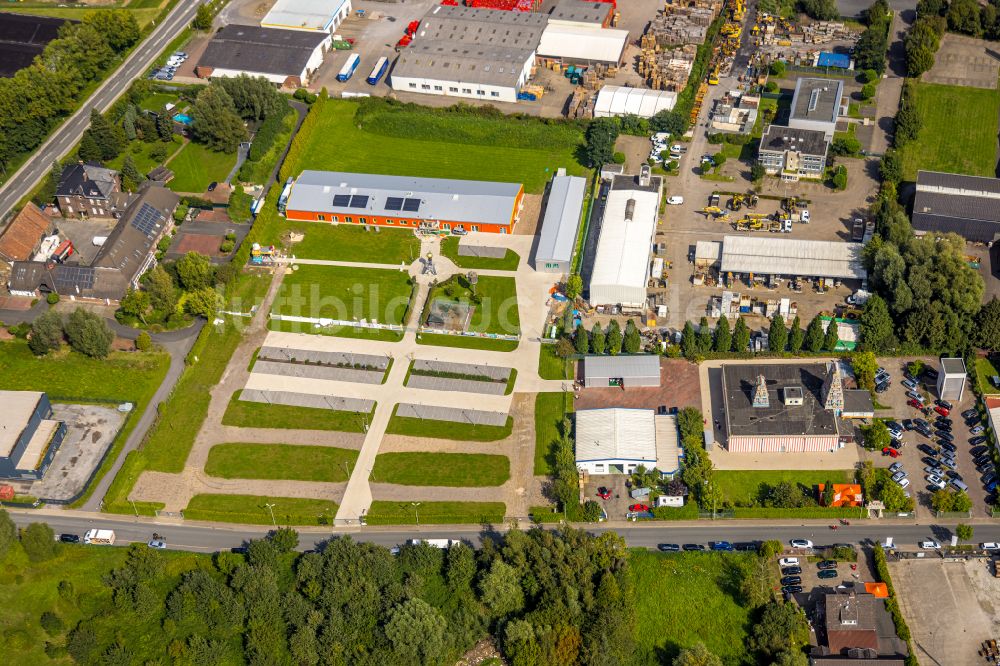 Hamm aus der Vogelperspektive: Baustelle zum Neubau einer Hindu Tempelanlage in Hamm im Bundesland Nordrhein-Westfalen, Deutschland