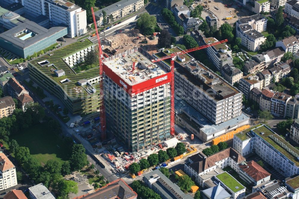 Luftaufnahme Basel - Baustelle zum Neubau des Hochhaus- Gebäudekomplexes Biozentrum der Universität in Basel in Basel, Schweiz