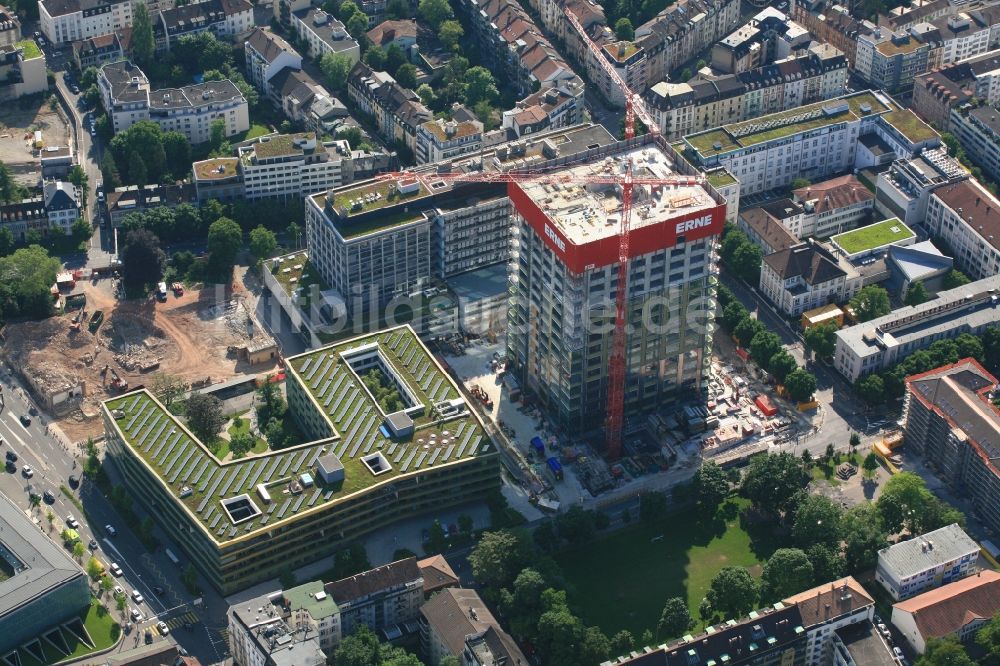 Luftaufnahme Basel - Baustelle zum Neubau des Hochhaus- Gebäudekomplexes Biozentrum der Universität in Basel in Basel, Schweiz