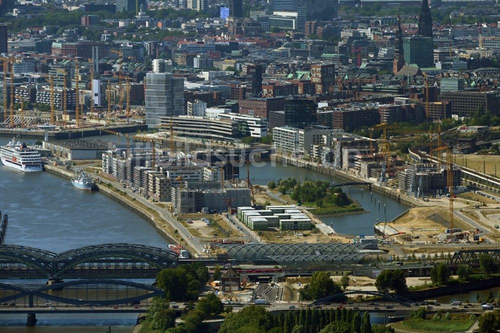 Hamburg von oben - Baustelle zum Neubau des Hochhaus- Gebäudekomplexes Elbtower im Ortsteil HafenCity in Hamburg, Deutschland