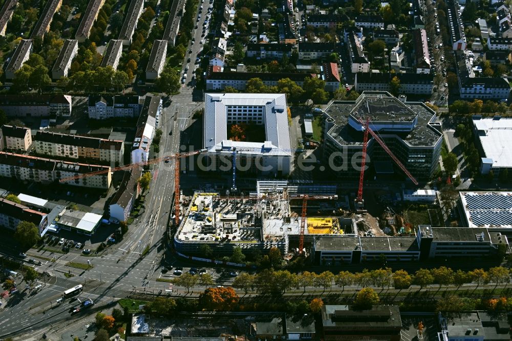 Luftaufnahme Mannheim - Baustelle zum Neubau des Hochhaus- Gebäudekomplexes im Ortsteil Käfertal in Mannheim im Bundesland Baden-Württemberg, Deutschland