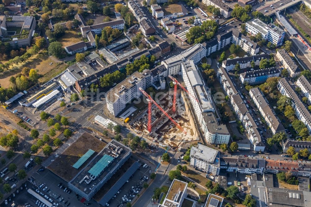 Luftaufnahme Düsseldorf - Baustelle zum Neubau des Hochhaus- Gebäudekomplexes des UpperNord Tower in Düsseldorf im Bundesland Nordrhein-Westfalen, Deutschland