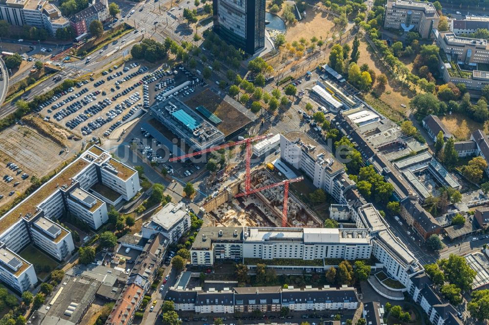 Düsseldorf aus der Vogelperspektive: Baustelle zum Neubau des Hochhaus- Gebäudekomplexes des UpperNord Tower in Düsseldorf im Bundesland Nordrhein-Westfalen, Deutschland