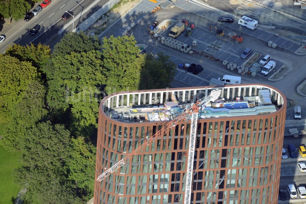 Luftbild Braunschweig - Baustelle zum Neubau des Hochhauses am BRAWOPARK der Volksbank in Braunschweig im Bundesland Niedersachsen