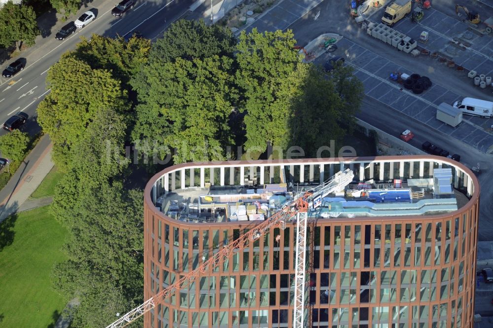 Luftaufnahme Braunschweig - Baustelle zum Neubau des Hochhauses am BRAWOPARK der Volksbank in Braunschweig im Bundesland Niedersachsen