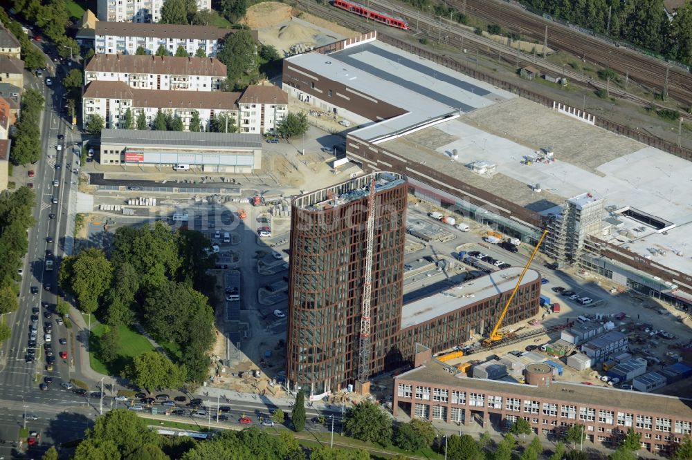 Luftaufnahme Braunschweig - Baustelle zum Neubau des Hochhauses am BRAWOPARK der Volksbank in Braunschweig im Bundesland Niedersachsen