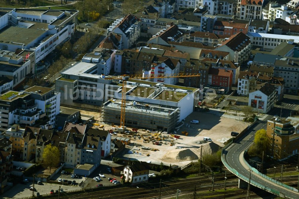 Luftbild Aschaffenburg - Baustelle zum Neubau der Hotelanlage des DORMERO Hotel Aschaffenburg in der Goldbacherstraße im Ortsteil Innenstadt in Aschaffenburg im Bundesland Bayern, Deutschland