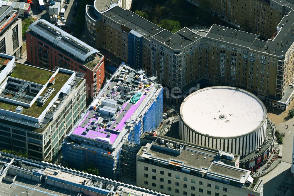 Dresden aus der Vogelperspektive: Baustelle zum Neubau der Hotelanlage Hotel Premier Inn in Dresden im Bundesland Sachsen, Deutschland