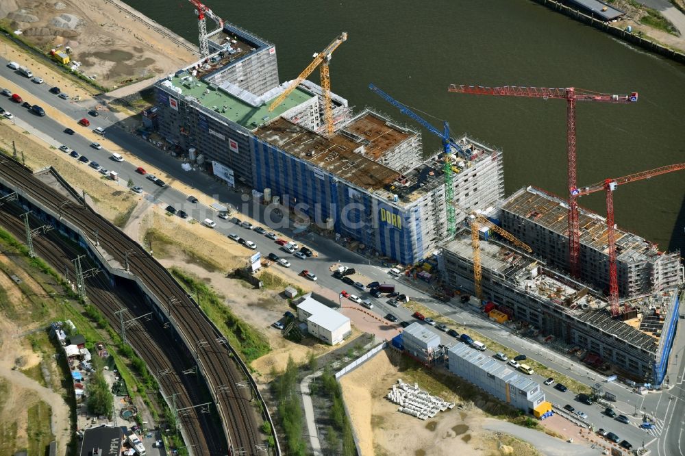 Luftaufnahme Hamburg - Baustelle zum Neubau der Hotelanlage JUFA Hotel Hamburg in der Hafencity an der Versmannstraße in Hamburg, Deutschland