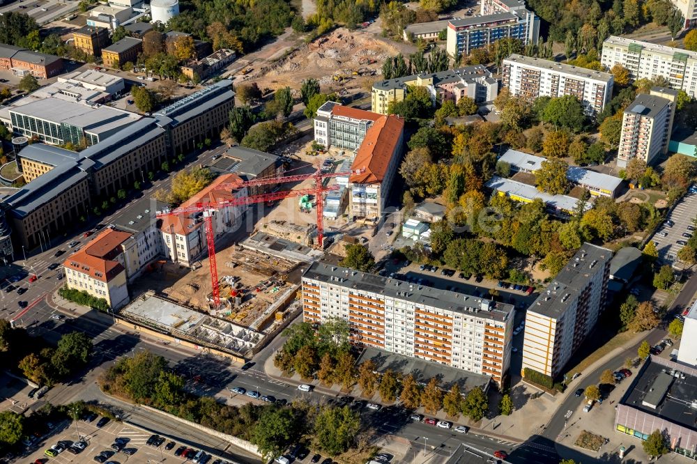 Magdeburg von oben - Baustelle zum Neubau der Hotelanlage Julius-Bremer-Straße - Max-Otten-Straße - Otto-von-Guericke-Straße in Magdeburg im Bundesland Sachsen-Anhalt, Deutschland