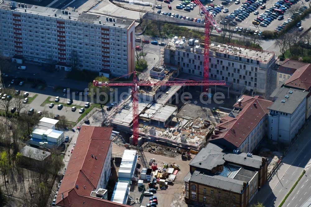 Magdeburg von oben - Baustelle zum Neubau der Hotelanlage Julius-Bremer-Straße - Max-Otten-Straße - Otto-von-Guericke-Straße in Magdeburg im Bundesland Sachsen-Anhalt, Deutschland