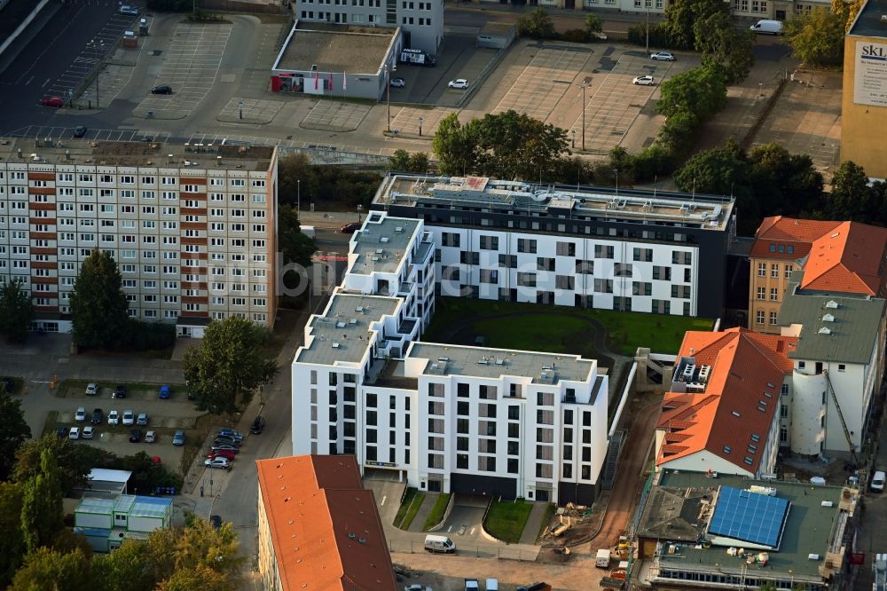 Magdeburg von oben - Baustelle zum Neubau der Hotelanlage Julius-Bremer-Straße - Max-Otten-Straße - Otto-von-Guericke-Straße in Magdeburg im Bundesland Sachsen-Anhalt, Deutschland