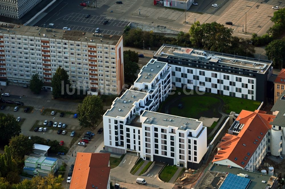 Luftaufnahme Magdeburg - Baustelle zum Neubau der Hotelanlage Julius-Bremer-Straße - Max-Otten-Straße - Otto-von-Guericke-Straße in Magdeburg im Bundesland Sachsen-Anhalt, Deutschland