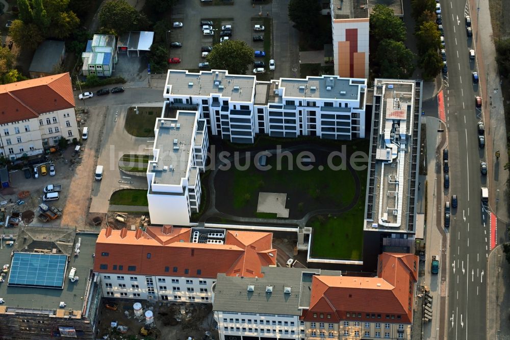 Magdeburg von oben - Baustelle zum Neubau der Hotelanlage Julius-Bremer-Straße - Max-Otten-Straße - Otto-von-Guericke-Straße in Magdeburg im Bundesland Sachsen-Anhalt, Deutschland